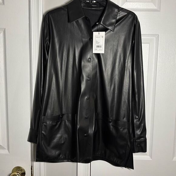 Theory P Paper Faux Leather Shirt Jacket size small - Picture 1 of 6